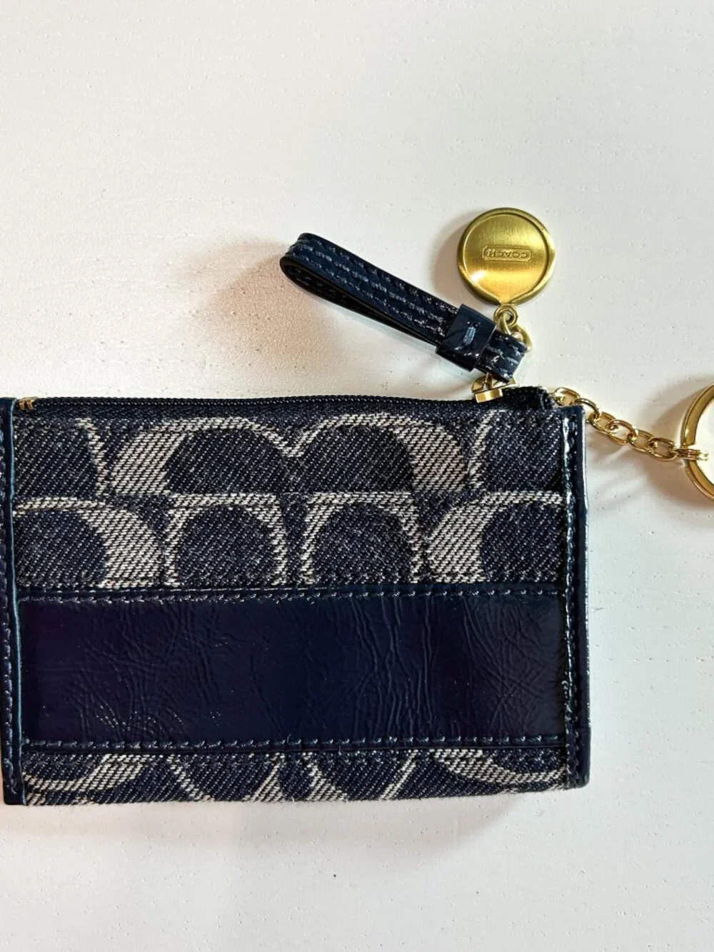 Vintage Y2K Coach Blue Denim Monogram Legacy Mini Skinny Cardholder Wallet - Picture 3 of 8